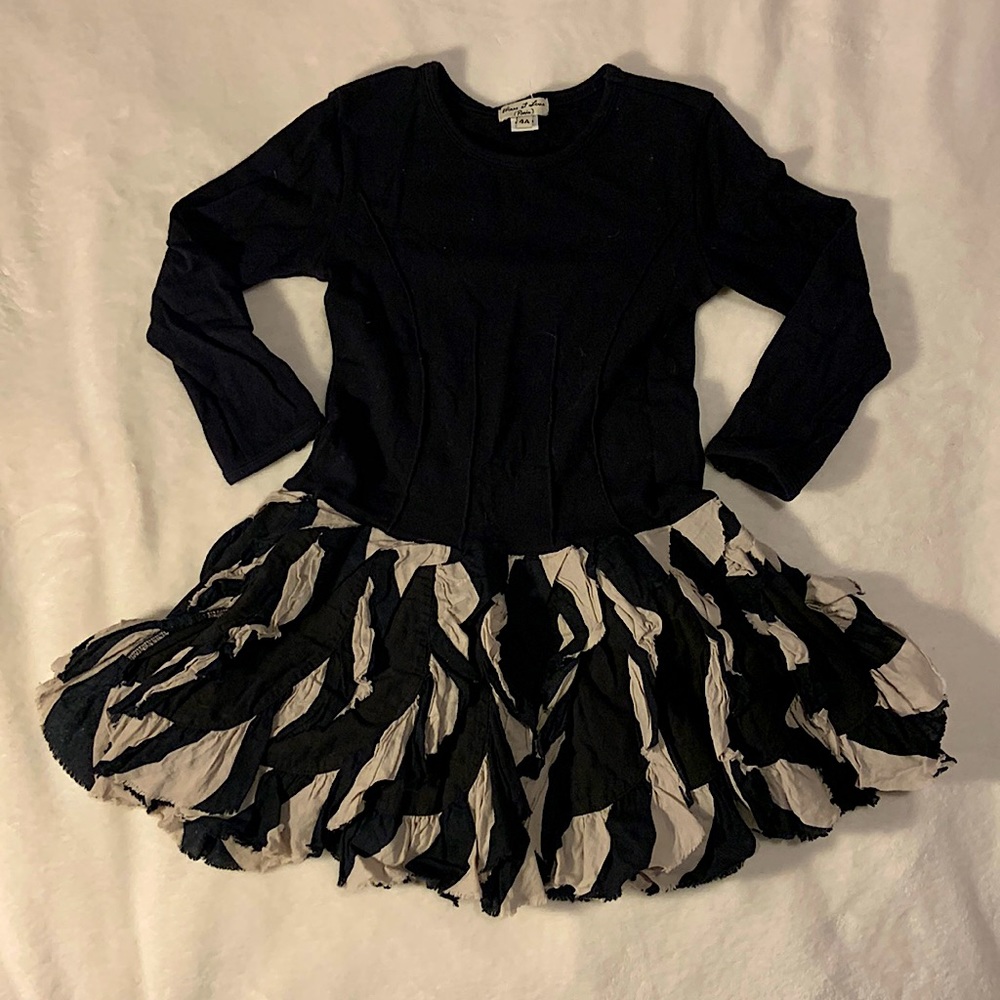WHITE AND BLACK RUFFLE DRESS AND MATCHING TIGHTS!!!